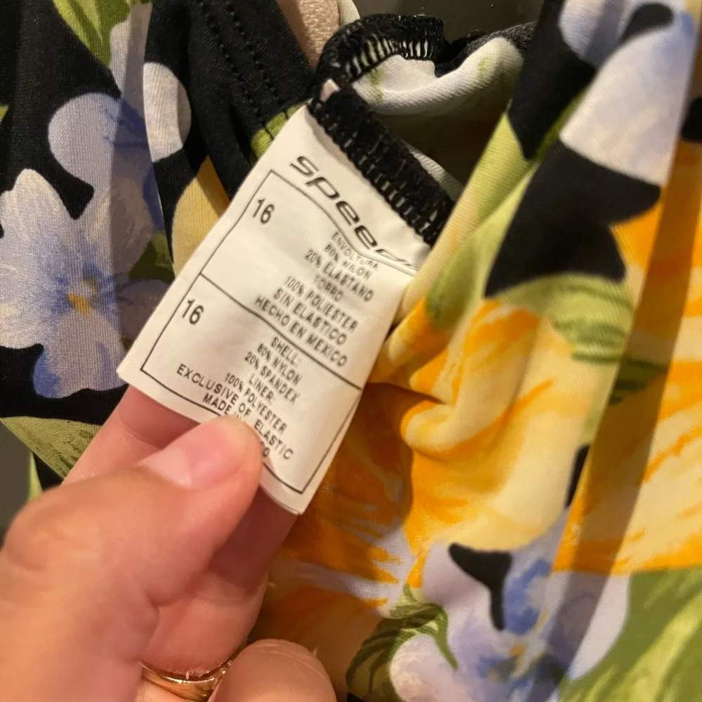 Speedo Yellow and Blue Floral Swimwear - Picture 3 of 3